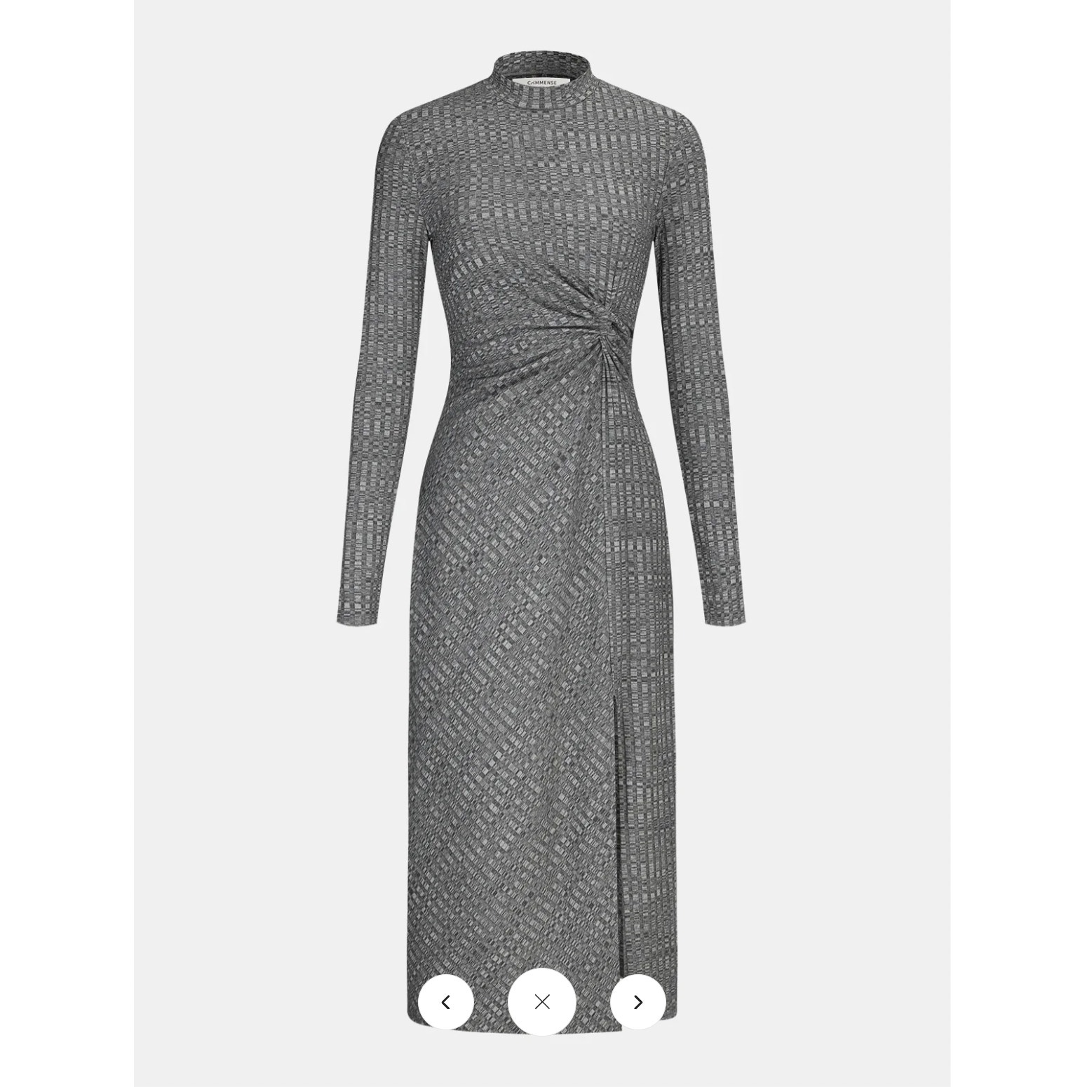 Nwt Commense Mock Neck Twisted Side Slit Midi Dress Sz M